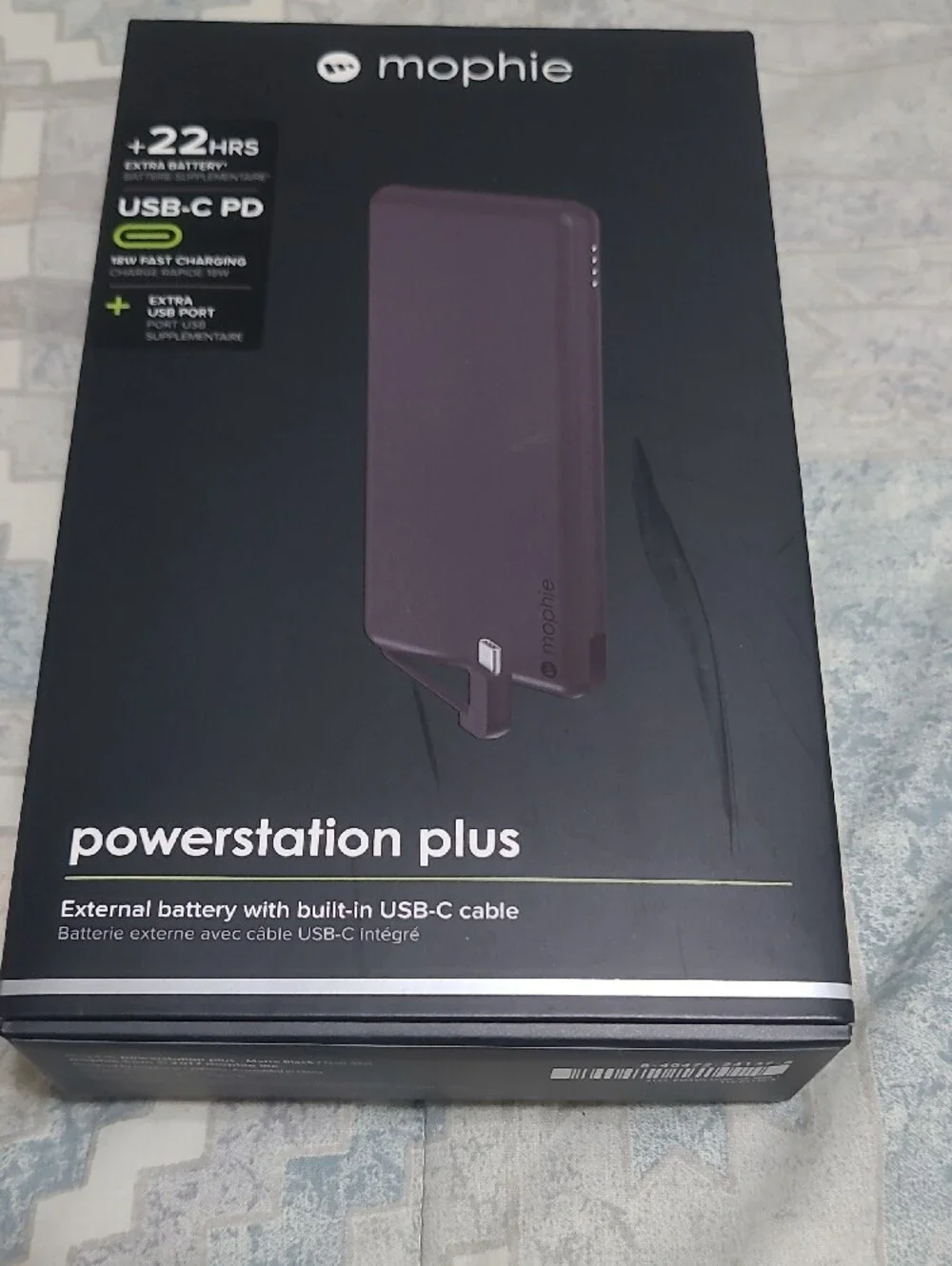 Mophie Powerstation Plus Portable Charger -Black +22HRS USB-C PD+ EXTRA USB PORT